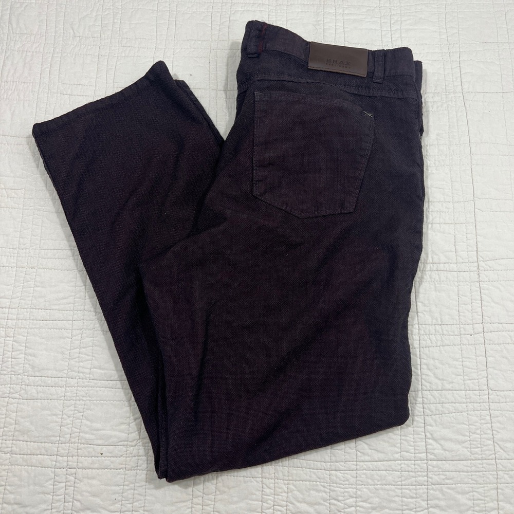 Brax Feel Good Cooper PU Fancy Mens Burgundy Virgin Wool 5 Pocket Pants 37x29